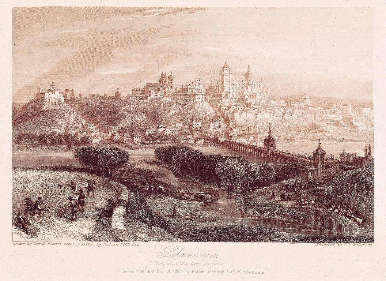 A spanyolországi Salamanca látképe, amelyet David Robert (1796-1864) készített 1837-es utazása során alkotó: David Roberts