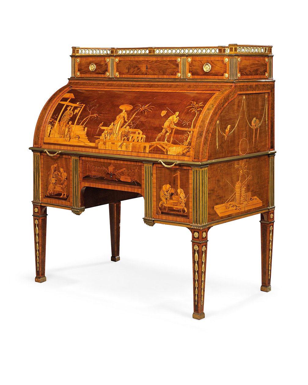 Mechanikai hengeriroda, Neuwied, 1776-79 körül (ormolura szerelt és sárgaréz berakású amboyna, tulipánfa, pácolt platán és intarzia) alkotó: David Roentgen