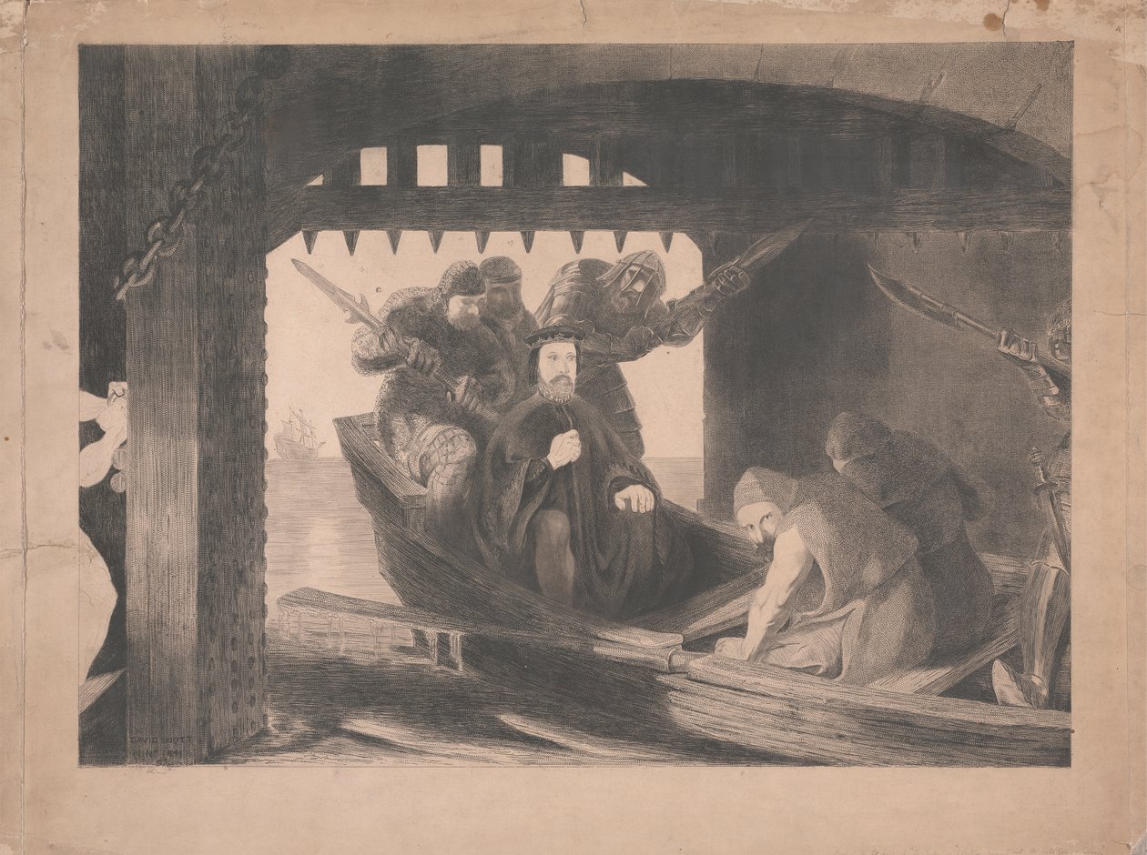 Gloucester hercegét bevitték Calais vízi kapujába, 1380 alkotó: David Scott