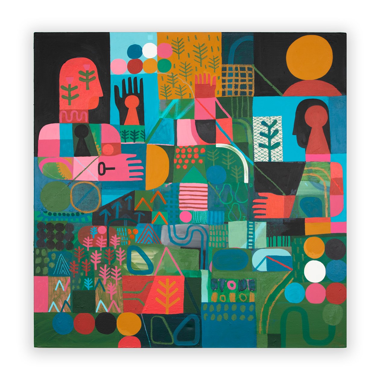 Egy égitest érzelmi térképe, 2023 (festék és kollázs vegyes vászonra) alkotó: David Shillinglaw