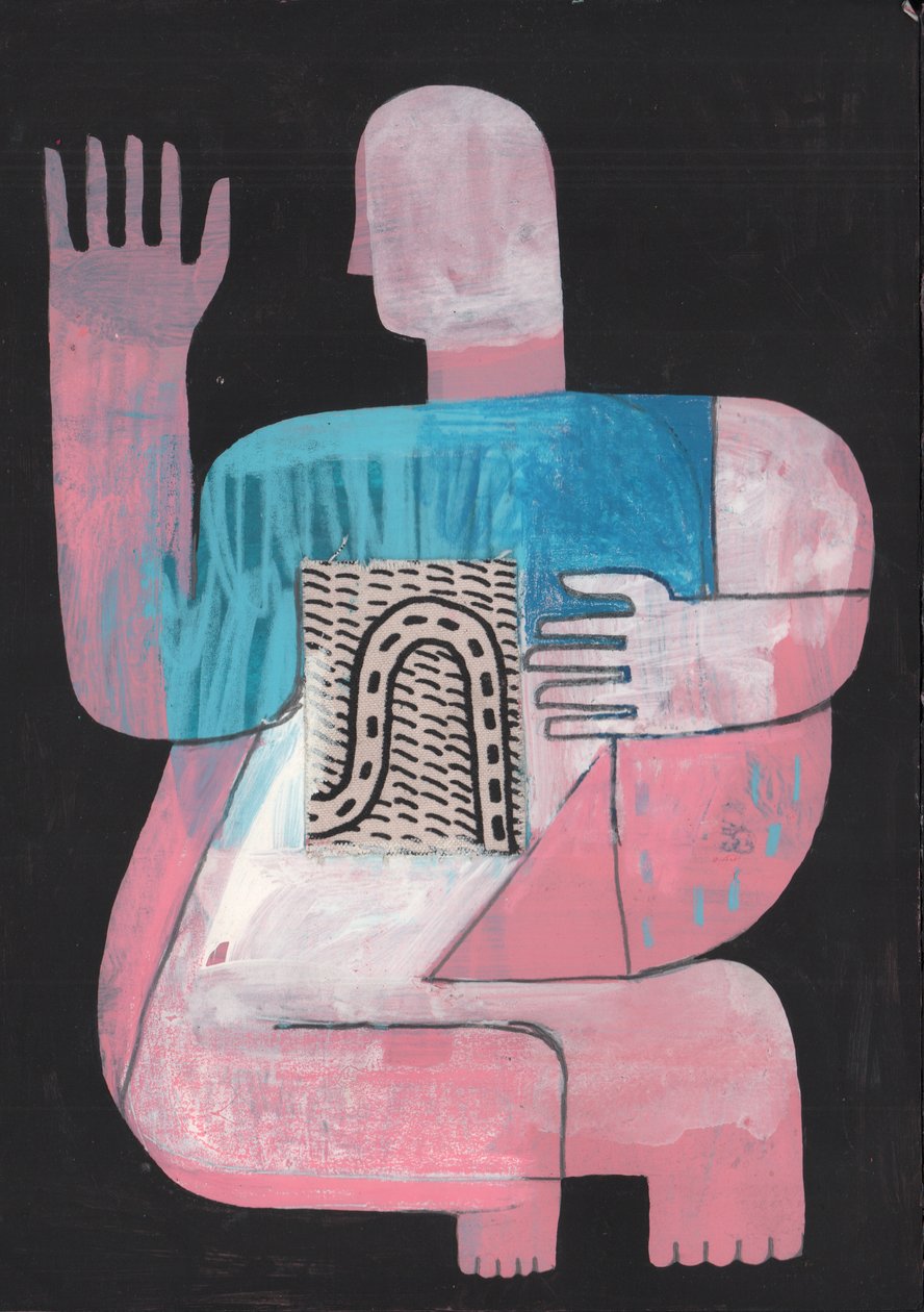 Fekete és kék 6, 2023 (vegyes festék papíron) alkotó: David Shillinglaw