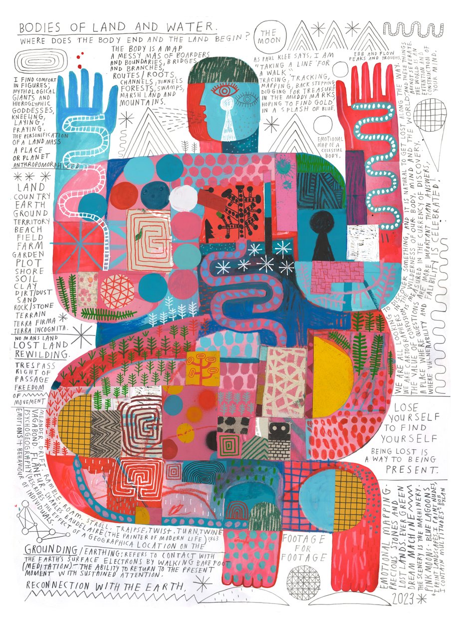 Bodies Of Land And Water 2, 2023 (akril és ceruza, papír) alkotó: David Shillinglaw