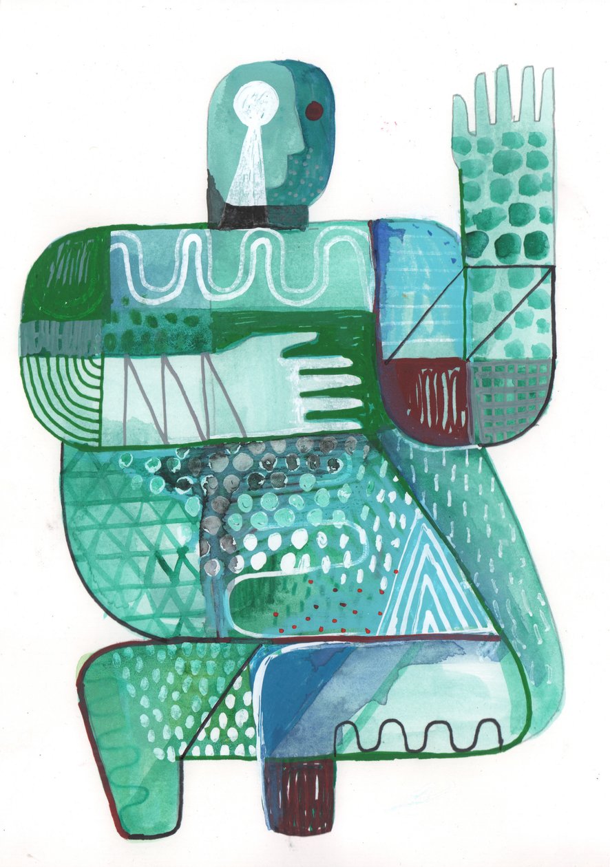 Bodies of Land and Water 2, 2023 (vegyes festék papíron) alkotó: David Shillinglaw
