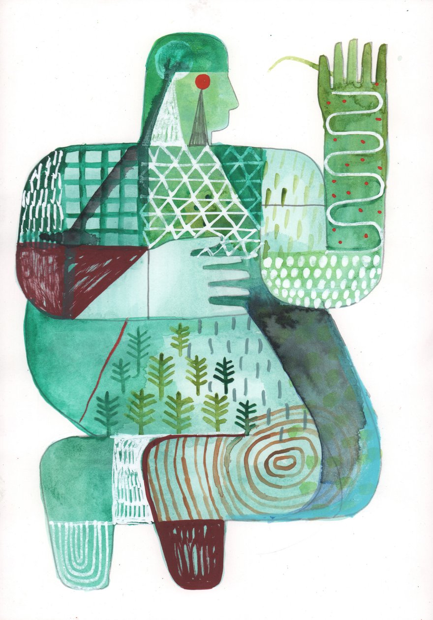 Bodies of Land and Water 4, 2023 (vegyes festék papíron) alkotó: David Shillinglaw