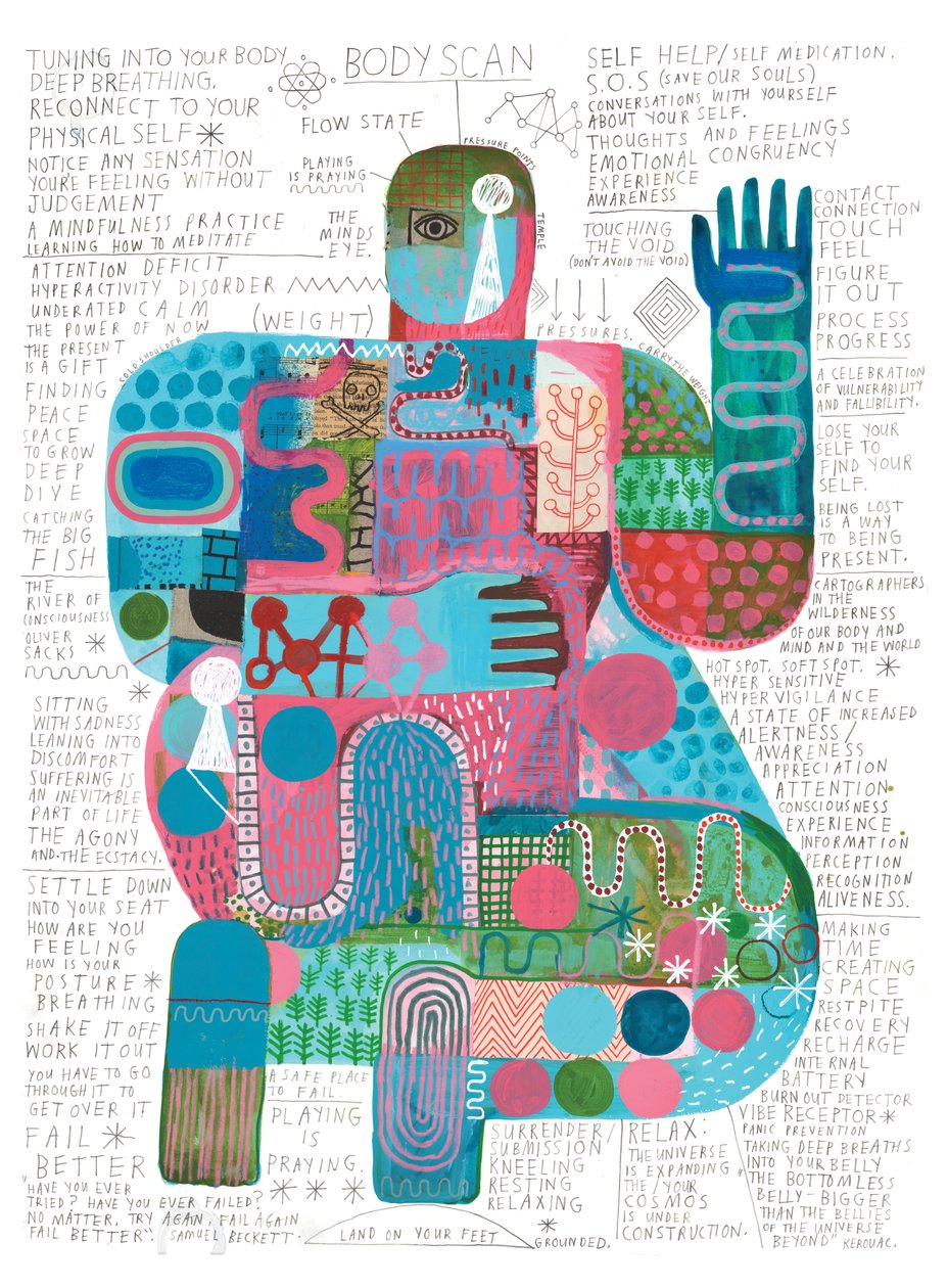 Body Scan, 2023 (akril és ceruza, papír) alkotó: David Shillinglaw