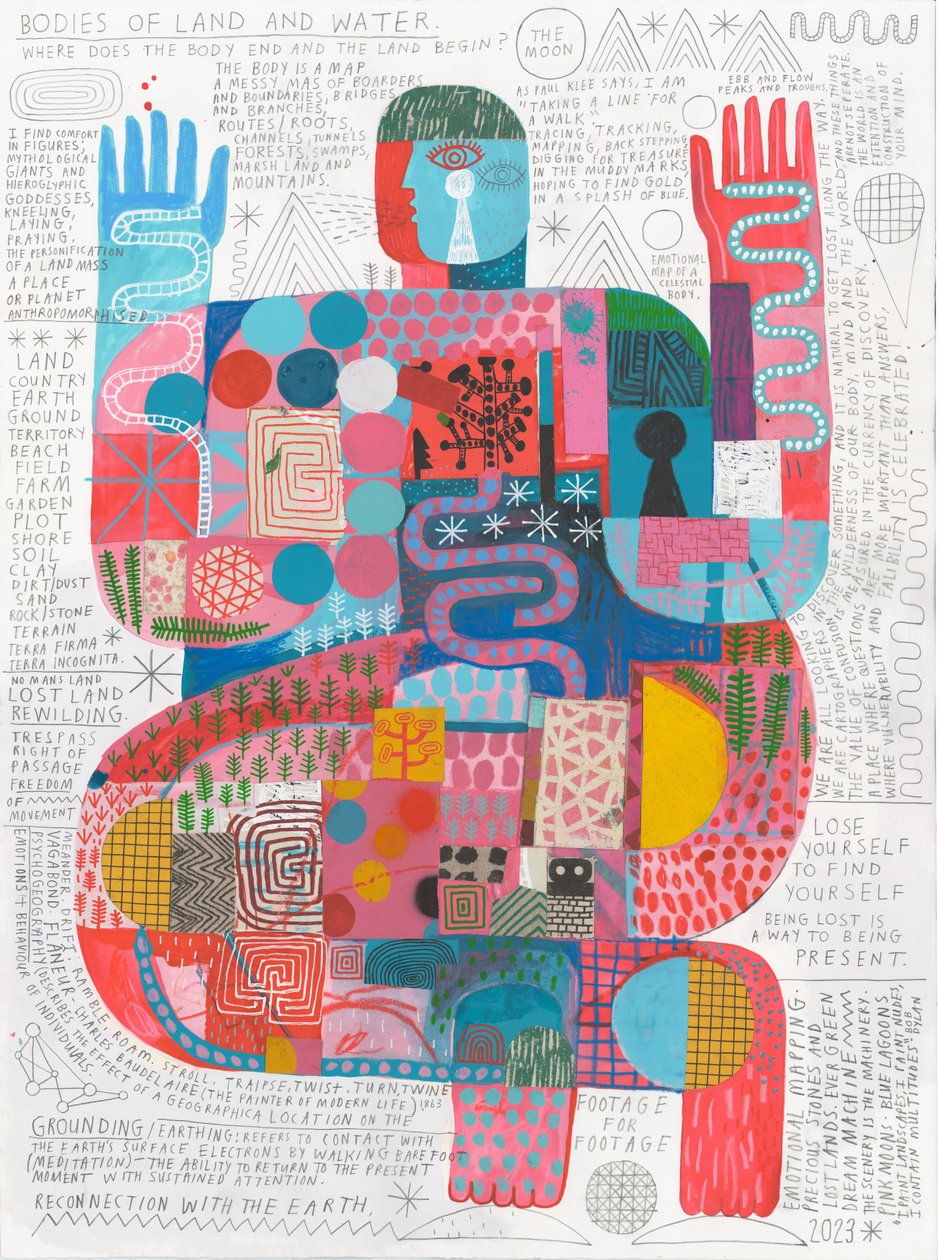 Body Scan 3, 2023 (akril és ceruza papíron) alkotó: David Shillinglaw