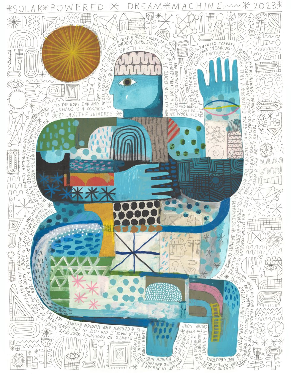 Solar Powered Dream Machine, 2023 (akril és ceruza, papír) alkotó: David Shillinglaw