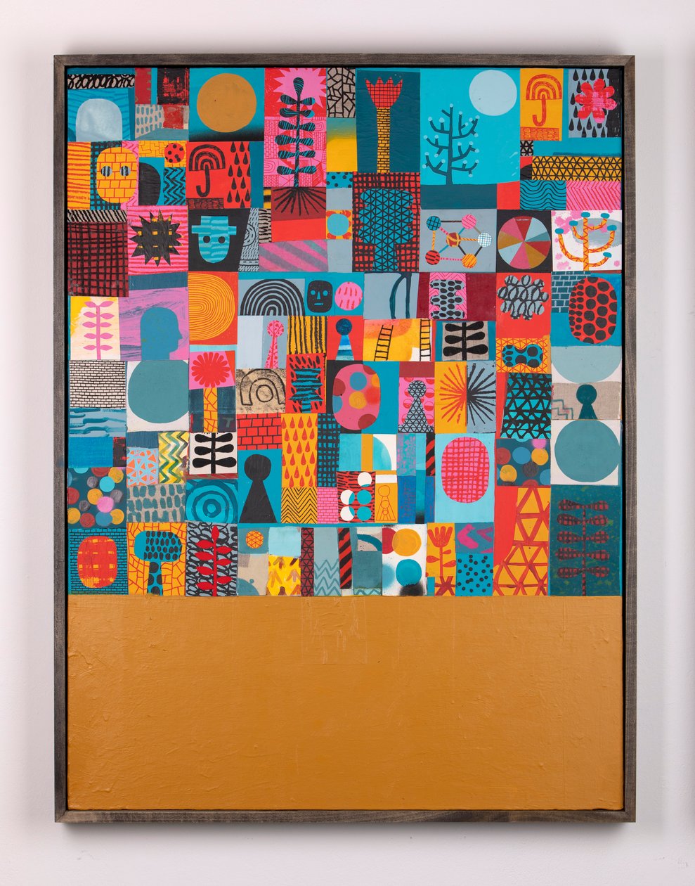 The Overwhelming Om, 2020 (festmény és kollázs vászonra) alkotó: David Shillinglaw
