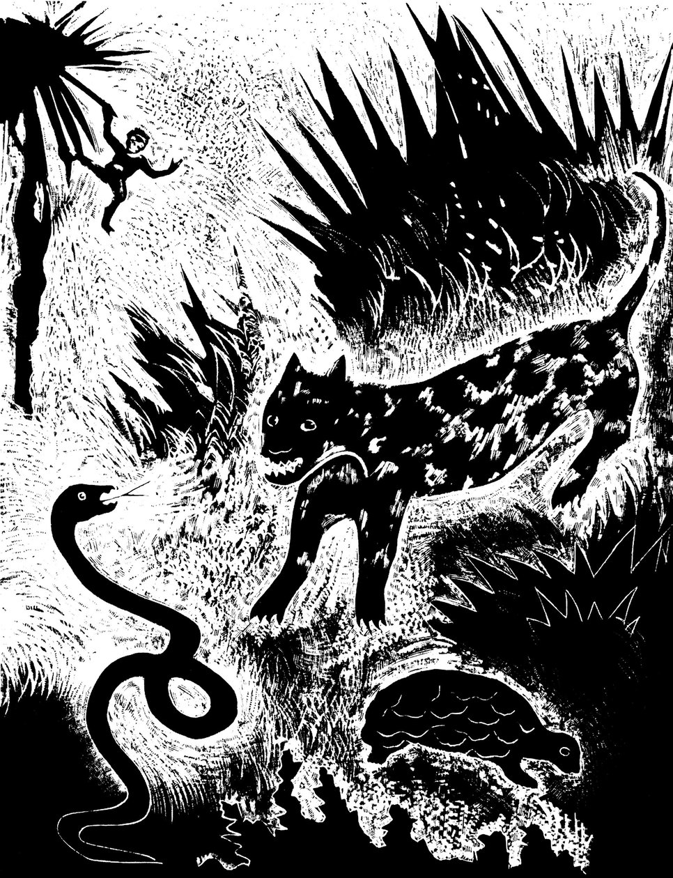 Illusztráció Rudyard Kipling Just so Stories... című könyvéből, 1931. alkotó: David Sterenberg