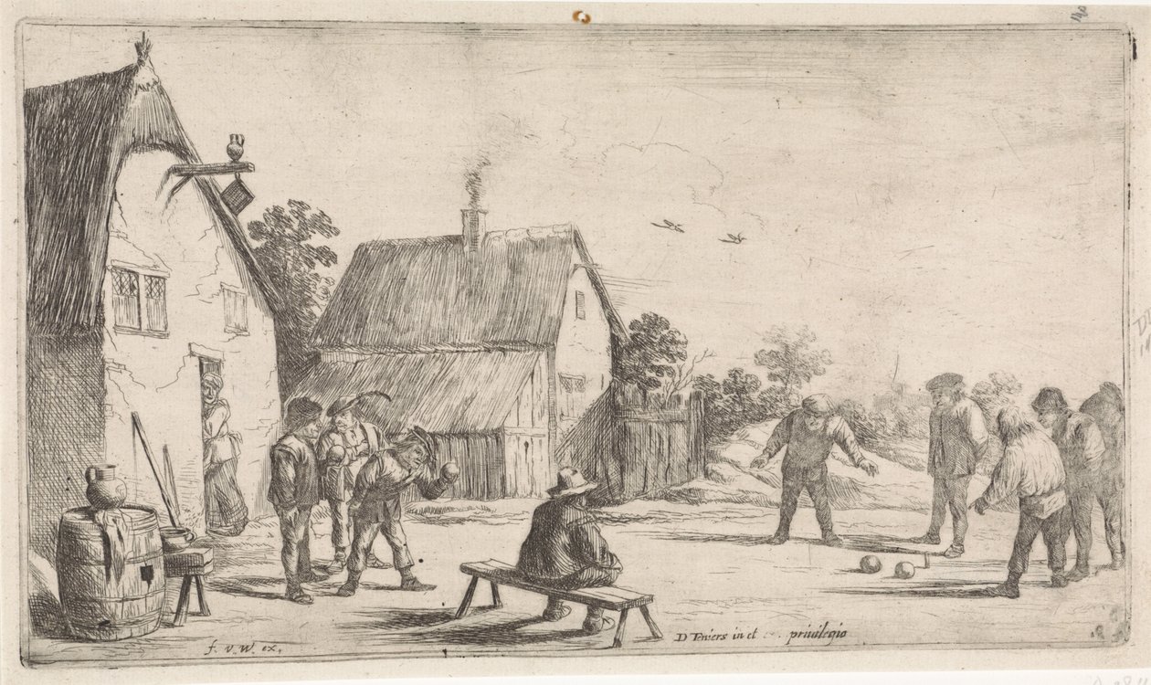 A gazdák golyót játszanak Szabadtéri műfaji jelenetek (sorozat címe) alkotó: David Teniers (II)