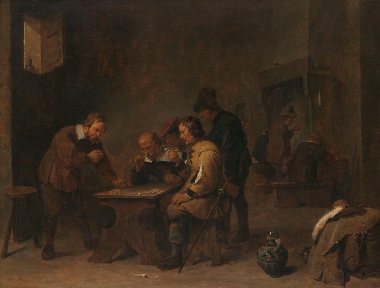 A Szerencsejátékosok Férfiak kocsmában egy kocsmában alkotó: David Teniers (II)