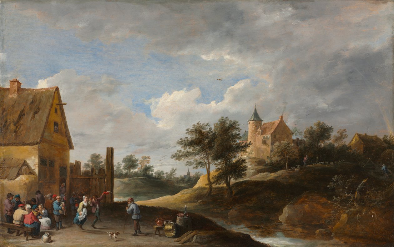Táj táncoló parasztok alkotó: David Teniers