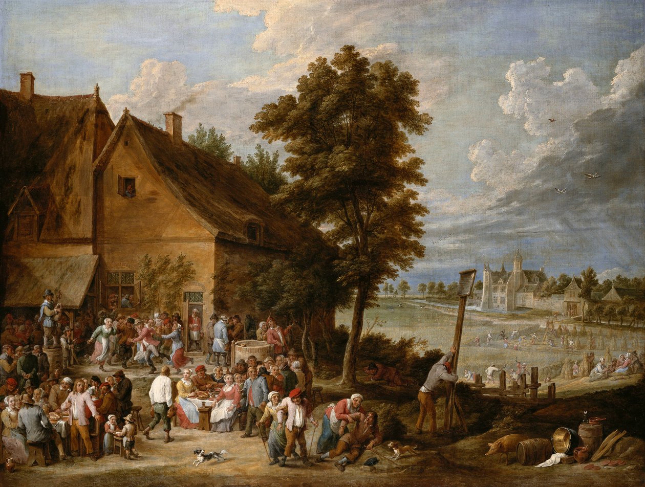 Lakoma aratáskor, a háttérben a Drij Toren-házzal alkotó: David Teniers the Younger