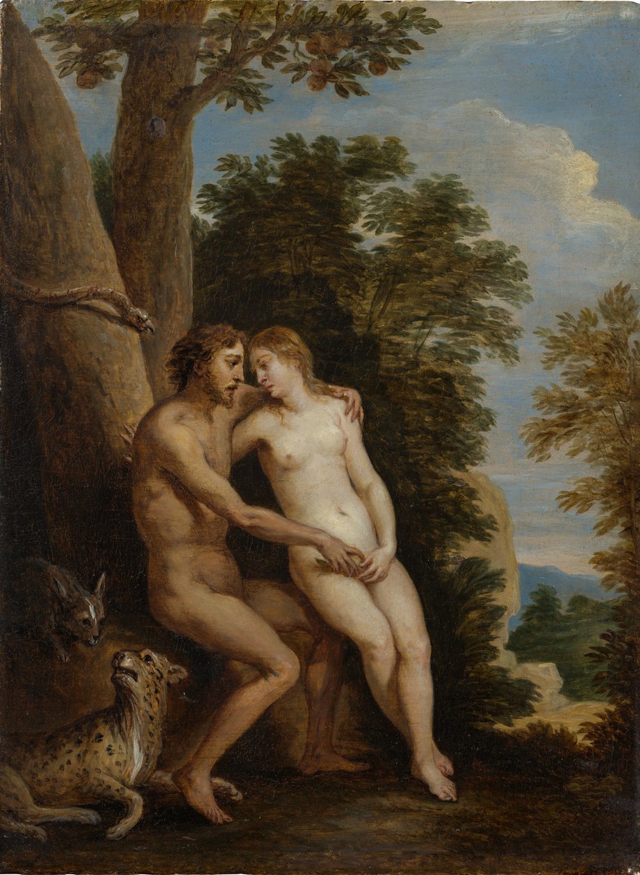 Ádám és Éva a Paradicsomban, 1650-es évek. alkotó: David Teniers the Younger