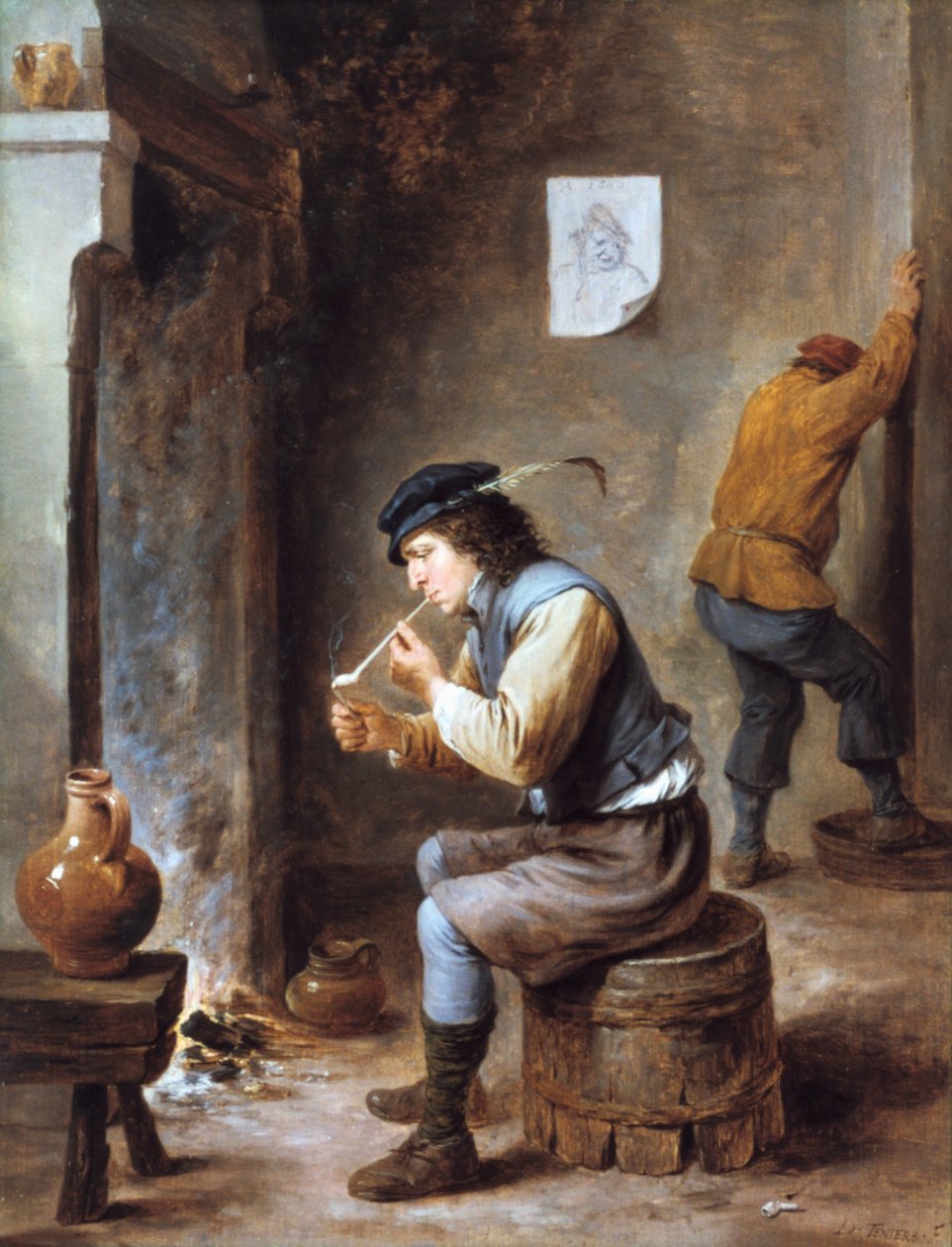 Dohányos tűz előtt, 17. század alkotó: David Teniers the Younger