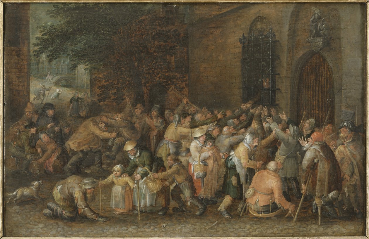 Alamizsnaosztás, 1610 körül alkotó: David Vinckeboons
