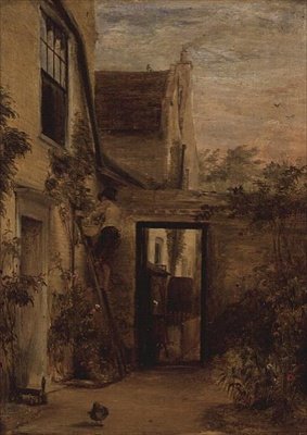 Fallal körülvett kert a ház hátsó részében alkotó: David Wilkie