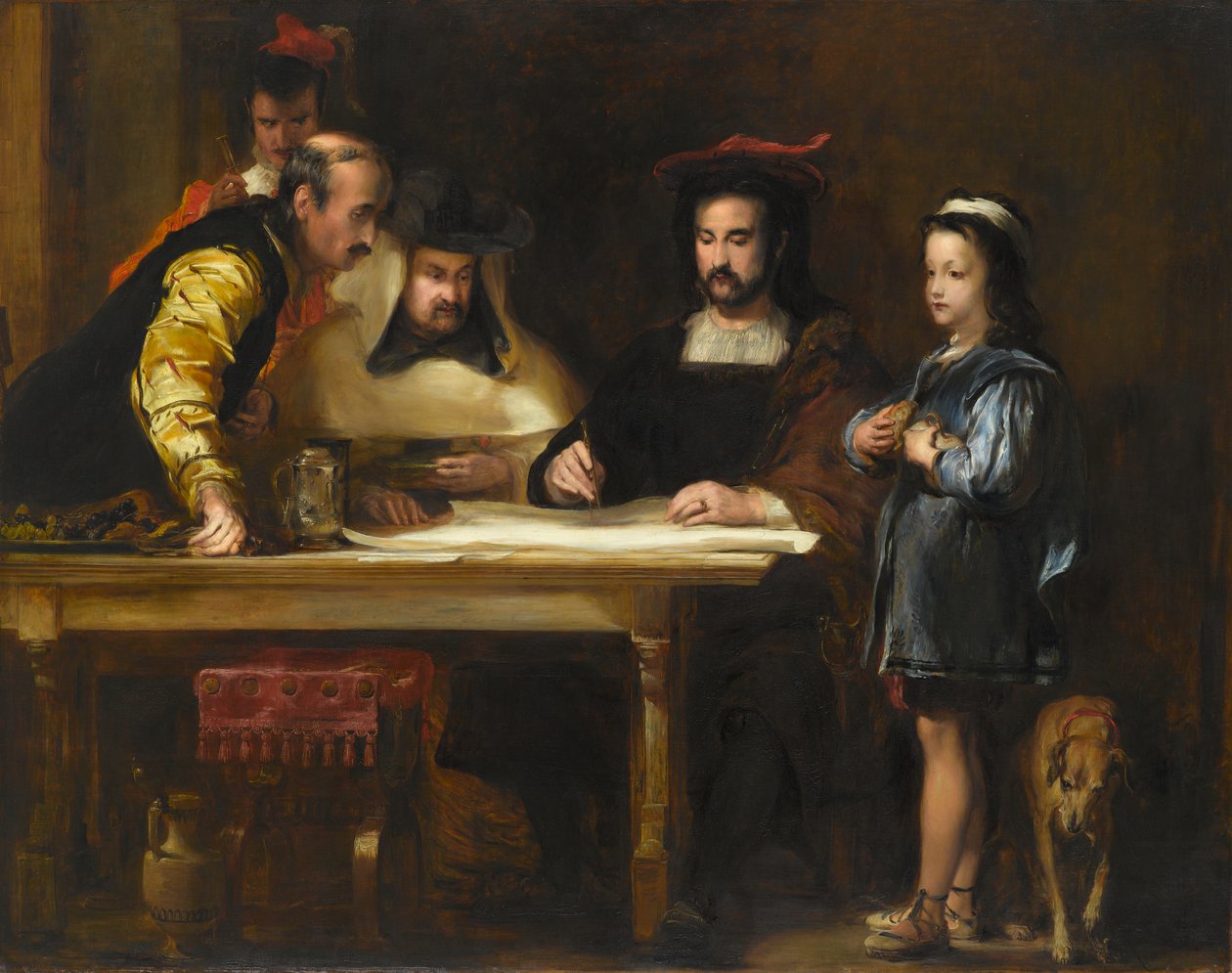 Kolumbusz Kristóf a rábidai kolostorban elmagyarázza tervezett útját, 1834 alkotó: David Wilkie
