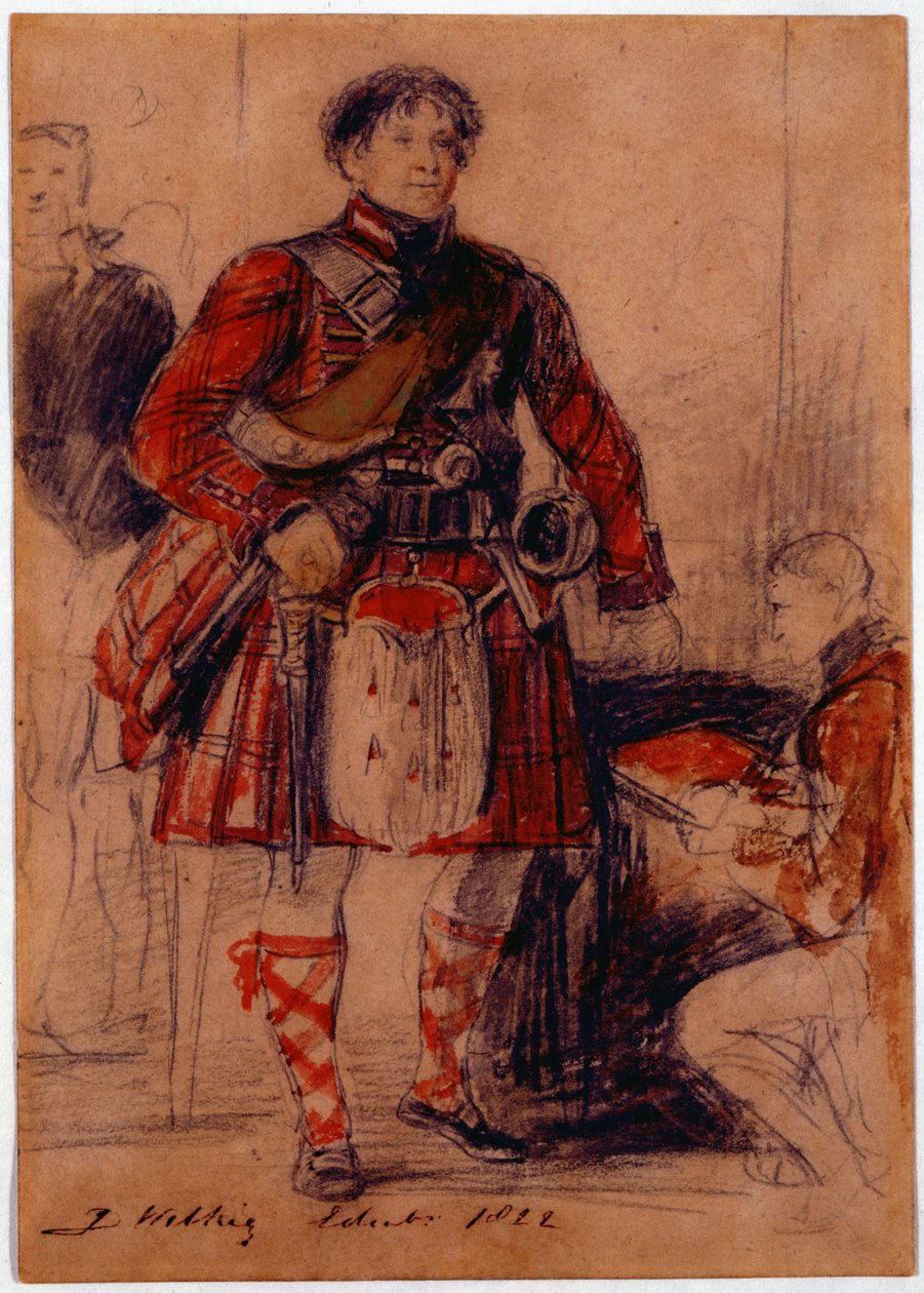 IV. György hegyvidéki ruhában a Holyrood-palotában, 1822 (kréta és wc papíron) alkotó: David Wilkie