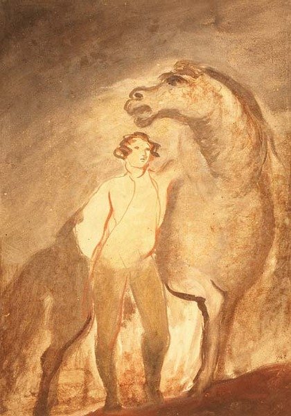 Ember és ló (akvarell papíron) alkotó: David Wilkie