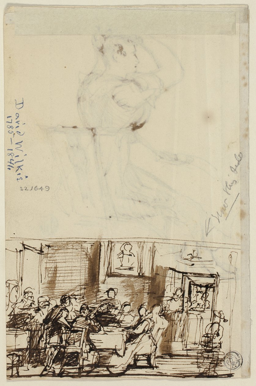 Emberek az asztalnál (recto) és Tanulmány a házikó WC-hez (verso) alkotó: David Wilkie