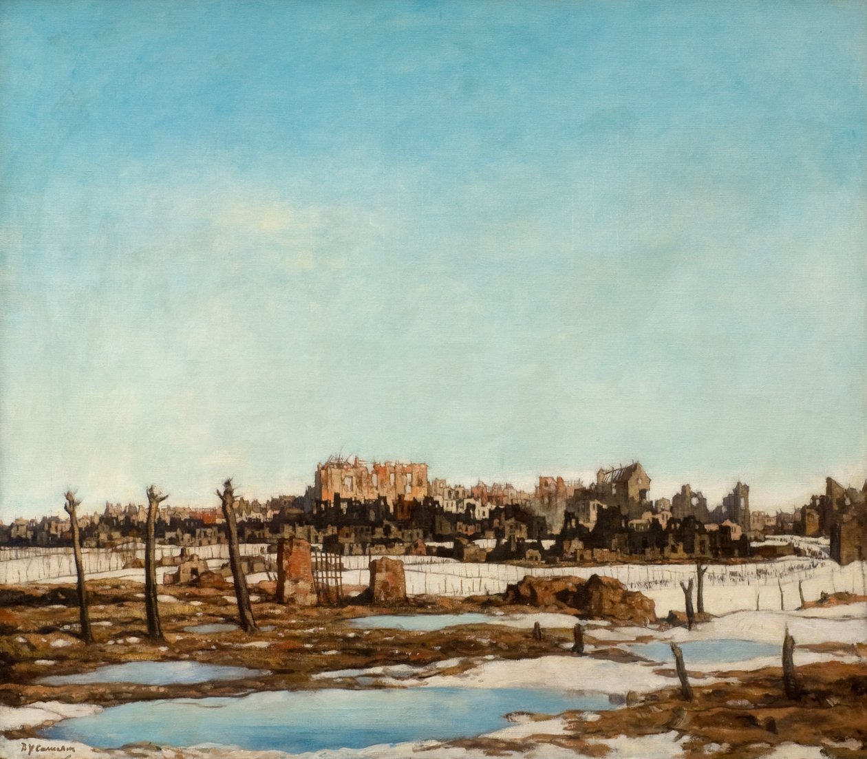 Bailleul, 1918 körül (olaj, vászon) alkotó: David Young Cameron