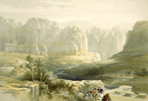 Petra dél felé nézve, 1839. március 9., 106. tábla A Szentföld III. kötetéből, metszette Louis Haghe (1806-85) pub. 1849 alkotó: David after Roberts