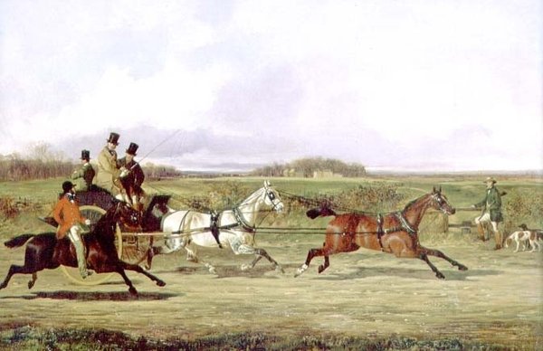 Egy vadász, aki egy tandemet passzol egy sportemberrel, egy stile mellett alkotó: David of York Dalby