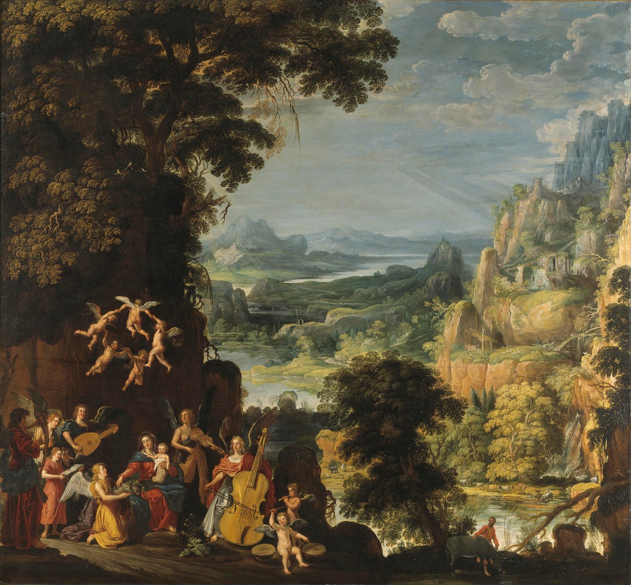 Táj egyiptomi repüléssel, 1610-40 körül (olaj, tölgy) alkotó: David Teniers the Elder