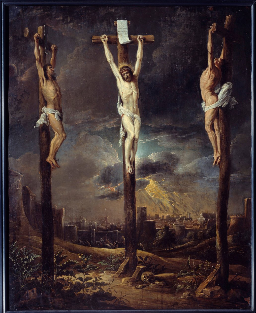 David Teniers I Le Vieux (1582-1649) Kálvária festménye 17. század V. 0,86x0,69 m alkotó: David the Elder Teniers