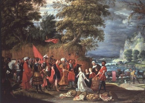 Abigail felajánlása alkotó: David the Elder Teniers