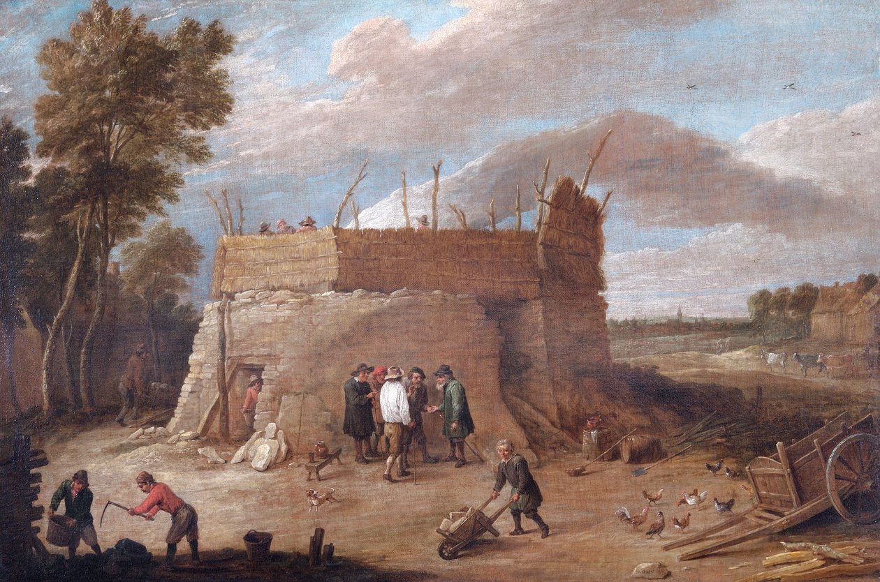 Mészkemence figurákkal (olaj, vászon) alkotó: David Teniers the Younger