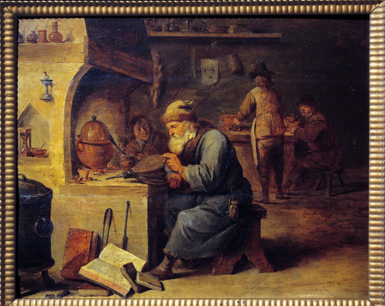 Egy alkimista. David Teniers II. festménye: David Le Jeune (1610 - 1690), Ec. Láng alkotó: David Teniers the Younger