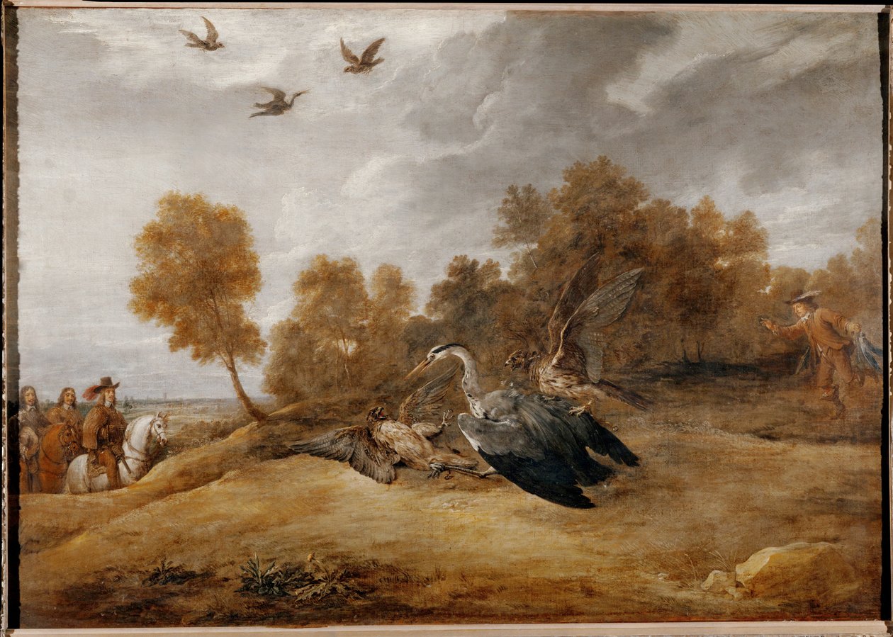 Leopold Wilhelm főherceg sólymokkal vadászik kócsagokra ... alkotó: David the Younger Teniers