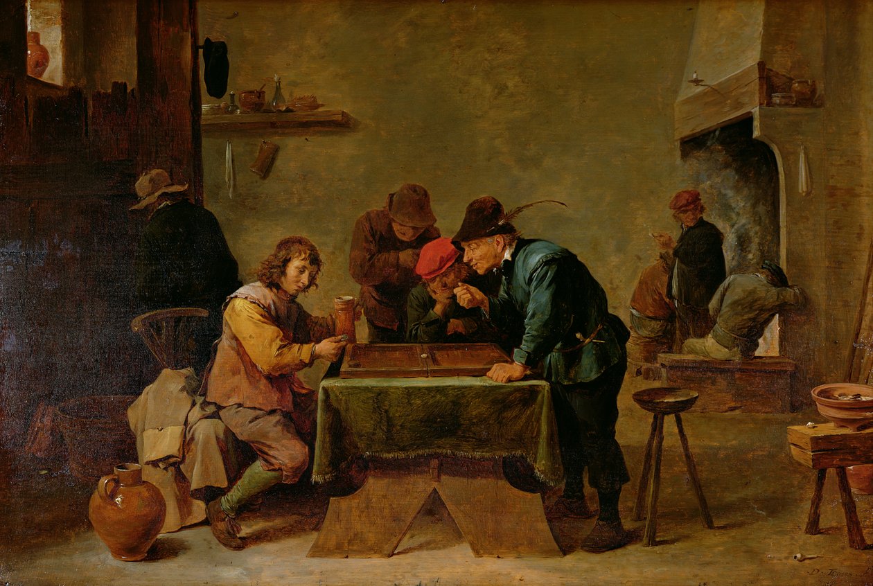 Backgammon Players, 1640-45 körül (olaj, fa) alkotó: David Teniers the Younger