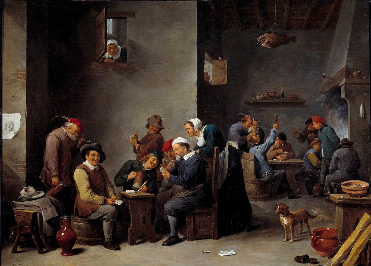 Kabaré belső. A kártyajáték. David Teniers II. azt mondta: Az ifjabb (1610 - 1690) Ec. Láng. alkotó: David Teniers the Younger