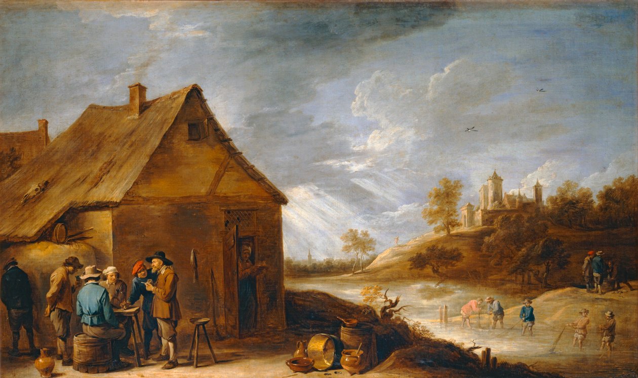 Kabaré egy folyó mellett hálós halászokkal ... alkotó: David the Younger Teniers