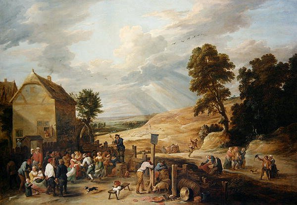 Country tánc egy fogadó előtt (olaj, vászon) alkotó: David Teniers the Younger