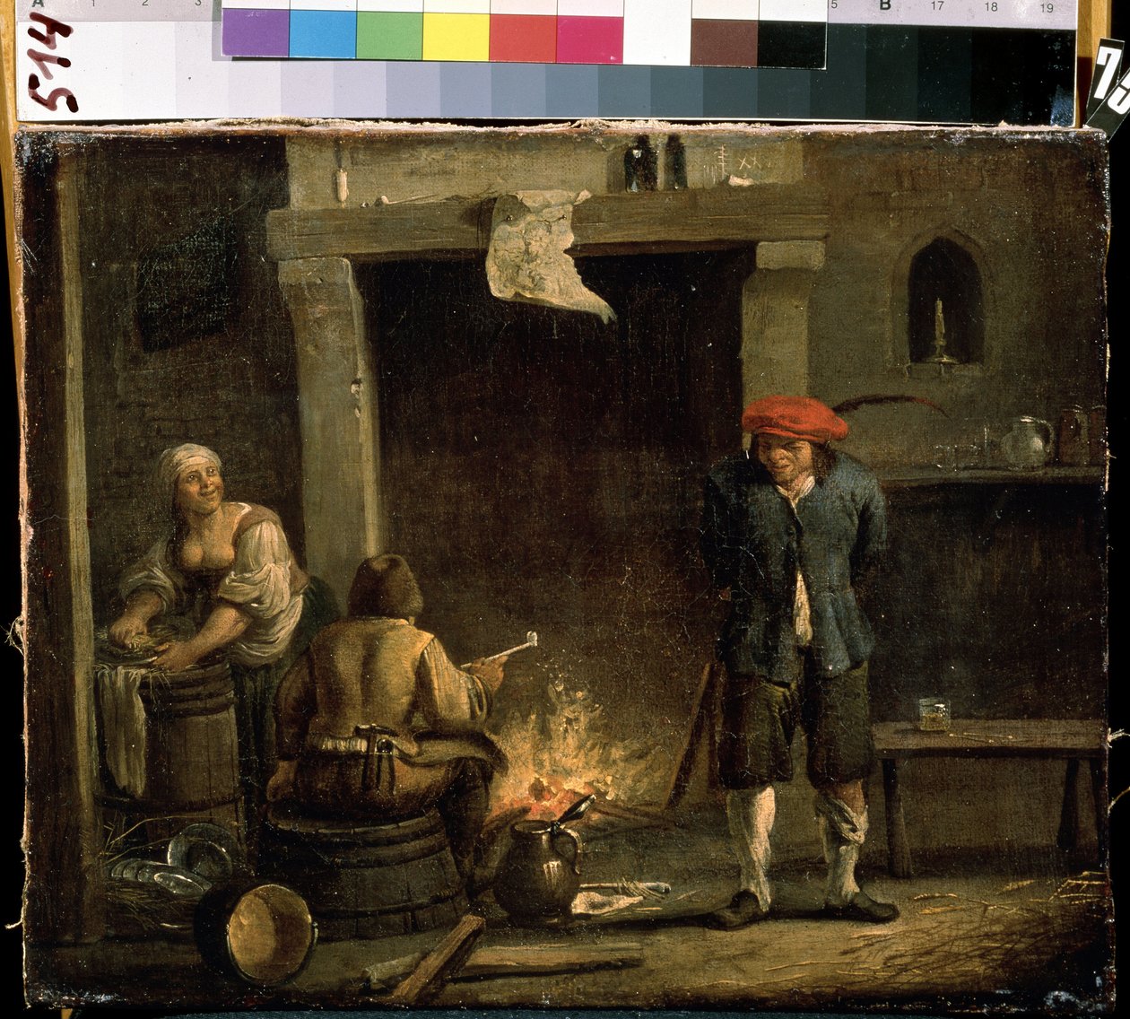 A tűzhely előtt (A sütőnél). David Teniers ifjabb (1610-1690) festménye. Olaj, fa, 32 x 53 cm alkotó: David Teniers the Younger