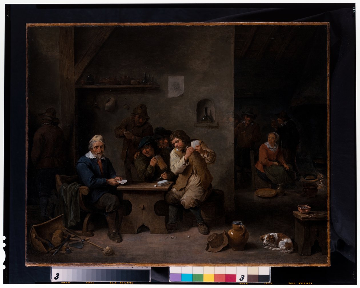 Szerencsejátékot játszó figurák egy kocsmában alkotó: David the Younger Teniers