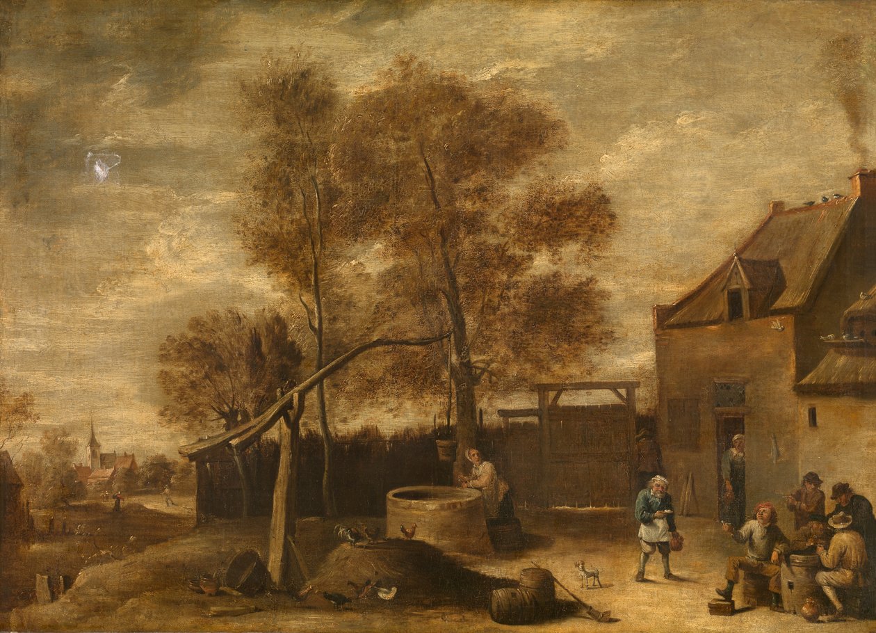 Az udvarban (olaj) alkotó: David the Younger Teniers