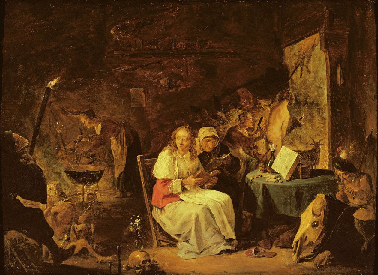 Varázsjelenet (olaj, réz, masonitra szerelve) alkotó: David Teniers the Younger