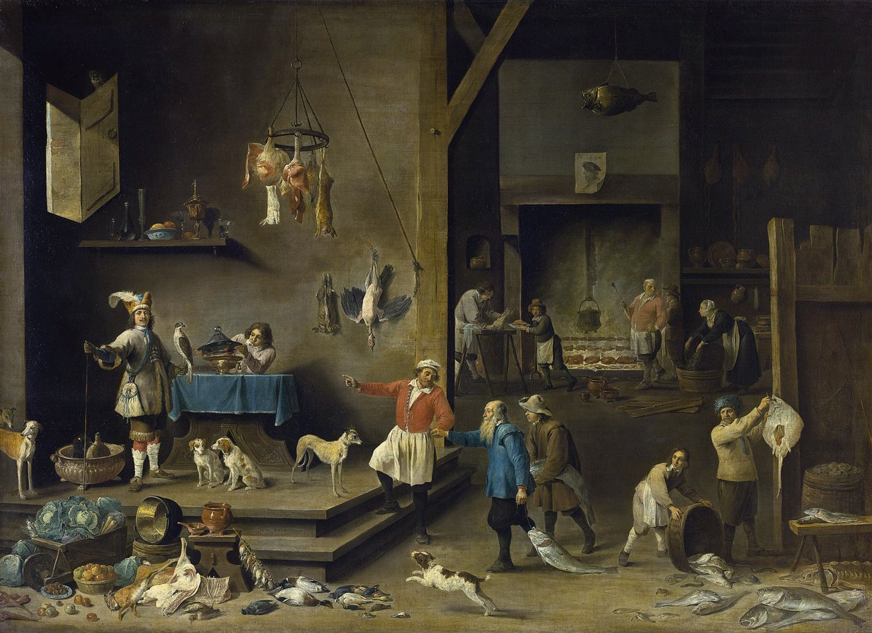 Konyha - David Teniers, az ifjabb (1610-1690). Olajfestmény alkotó: David Teniers the Younger