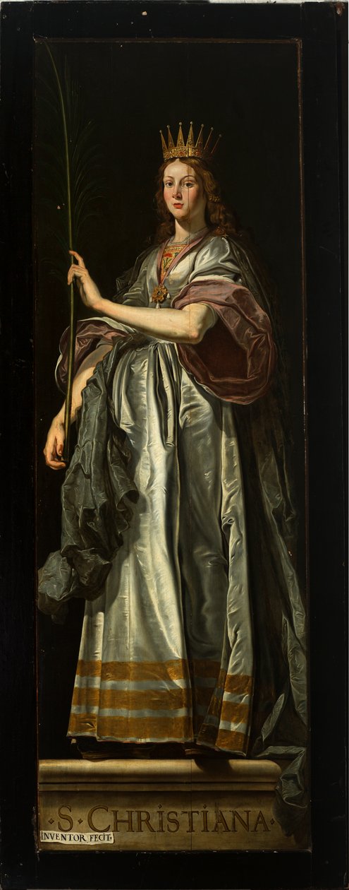 Plébániatemplom (Miasszonyunk plébániatemploma). Belső. festmény. triptikus. Idősebb David Teniers. Hátsó vég. Christiana. alkotó: David Teniers the Younger