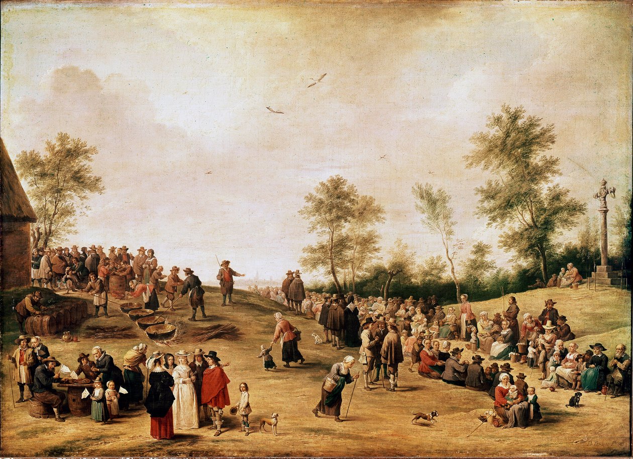 Parasztparti vagy üstparti Antwerpen közelében David Teniers, a fiatal festménye (1610-1690) 1643 V. 90x125 cm London, Nemzeti Galéria alkotó: David Teniers the Younger