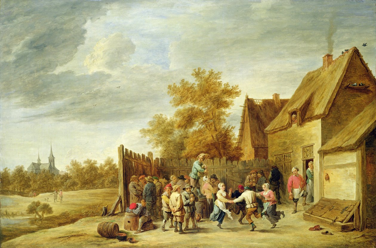 Parasztok táncolnak a fogadóban (olaj, vászon) alkotó: David Teniers the Younger