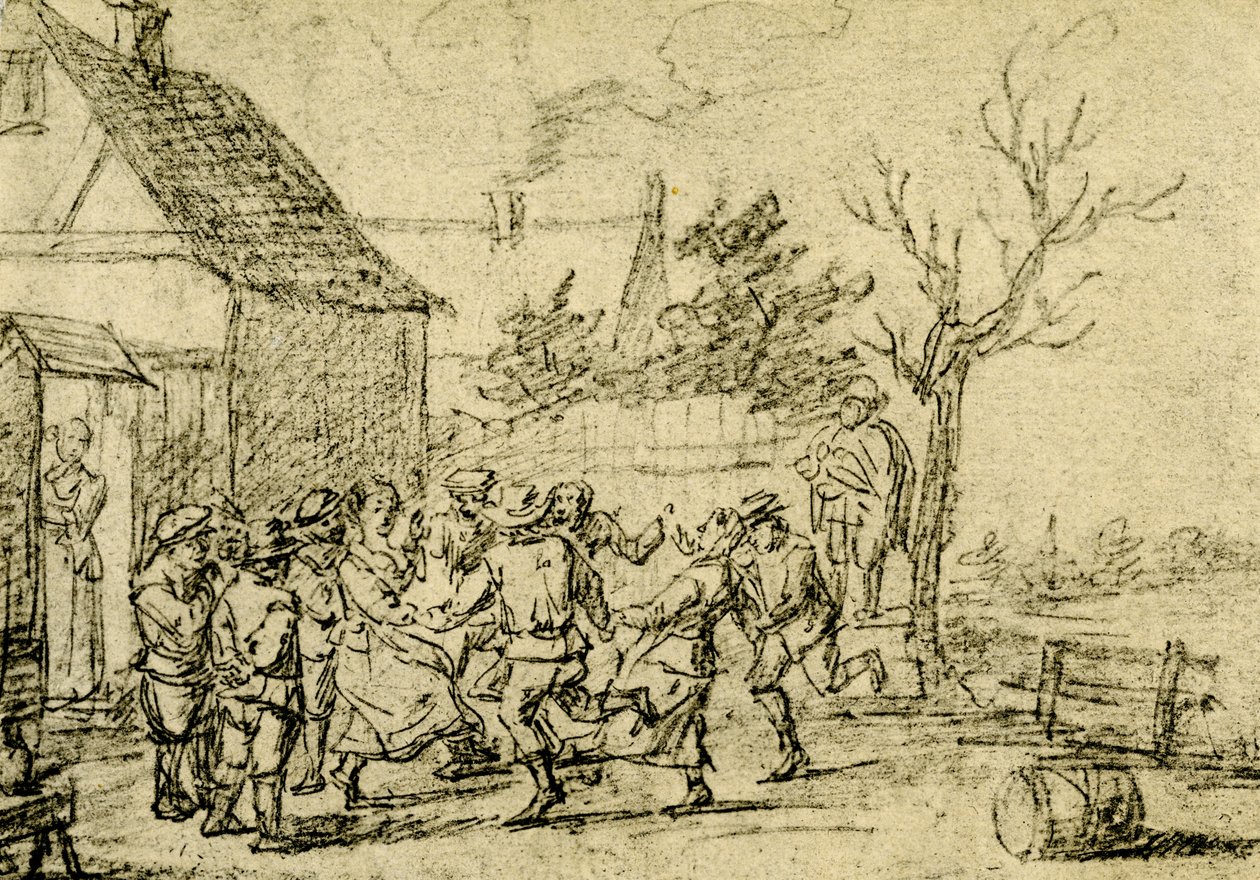 Parasztok táncolnak a ház előtt alkotó: David Teniers the Younger
