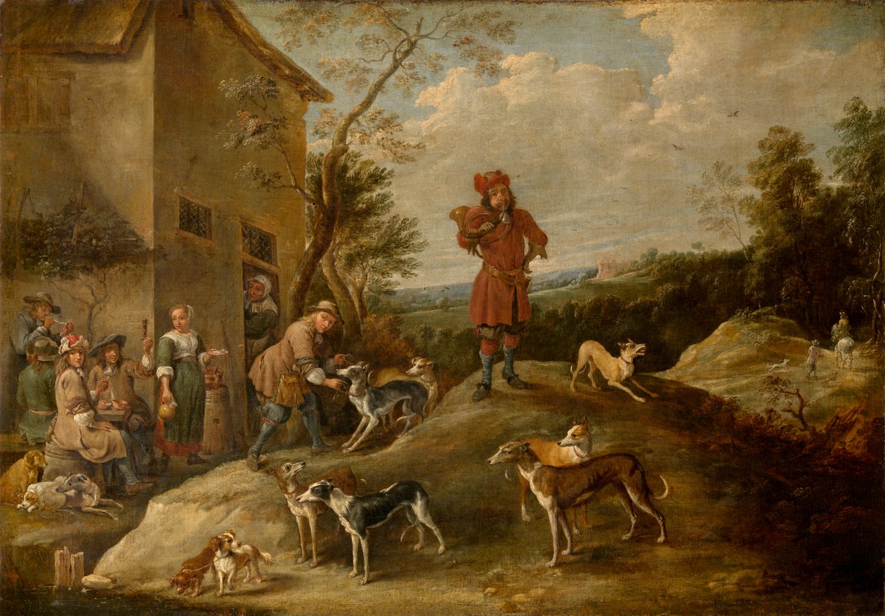 Pihenő vadászok (olaj) alkotó: David the Younger Teniers