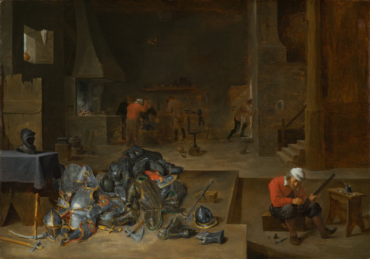 The Armorers Shop, 1640-1645 körül alkotó: David Teniers the Younger