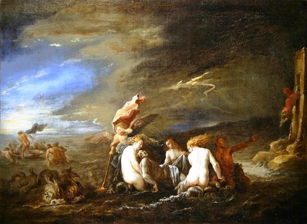 A vízbe fulladt Leander, akit a Nereidák hordoznak alkotó: David Teniers the Younger